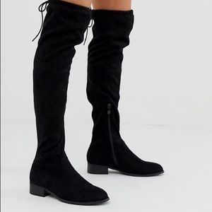 Black knee high suede boots